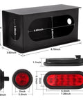 Heavy Duty Steel Trailer Light Box Kit With 6 Inch Oval Red LED Tail Lights And 2 Inch Round Red LED Side Markers size dimensions