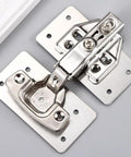 All-In-One Stainless Steel Cabinet Hinge Repair Kit With Side Panel Brackets And Mounting Screws For Furniture Door Cup Base Replacement For Quick Durable DIY Fix And Easy Install