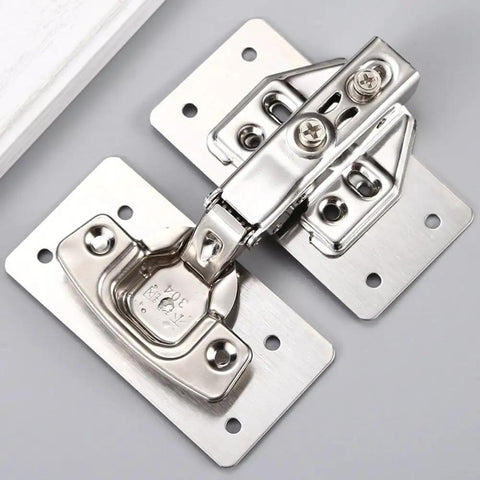 All-In-One Stainless Steel Cabinet Hinge Repair Kit With Side Panel Brackets And Mounting Screws For Furniture Door Cup Base Replacement For Quick Durable DIY Fix And Easy Install