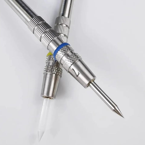 Pro Grade Hardness Test Kit With Four Stainless Steel Pens Dual End Nibs 2 3 4 5 6 7 8 9 Scale In Storage Box For Mineral Glass Tile And Concrete Coatings Scratch Testing stainless nib close-up