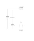 Dimensions diagram of Vesta Mini Pendant Light With Blue Glass In Satin Nickel Finish 1 Light Hardwired Ceiling Fixture