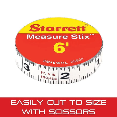 Adhesive Backed Tape Measure Stix For Quick, On The Fly Measurements On Your Workbench, Saw Table Or Drafting Desk, Half Inch By 6 Foot Imperial Tape With Right And Left Reading, roll view