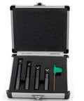 Half Inch Round Shank Boring Bar Set With 90 Degree Indexable Carbide Inserts TCMT21.51 TCMT110204 in a foam-lined case