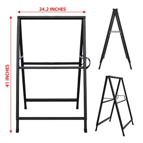 Beefy Heavy Duty Slide In Folding Sandwich Board A Frame Sidewalk Sign 24 By 36 Inch Black Coated Steel Double Sided Frame