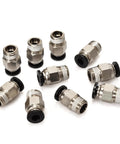 Go-To Pneumatic PC4-M10 Bowden Tube Fittings Straight Quick Connectors for E3D V6 Bowden Extruder PTFE Tube 4mm OD Ender-3 Ender-3 V2 CR-10 Compatible 1.75mm Filament Printers Pack of 10, metal fittings