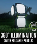 Rechargeable Portable Work Light Up To 10,000 Lumens With 360-Degree Folding Panels, 5 Brightness Levels, USB A Port, Diffused Panels