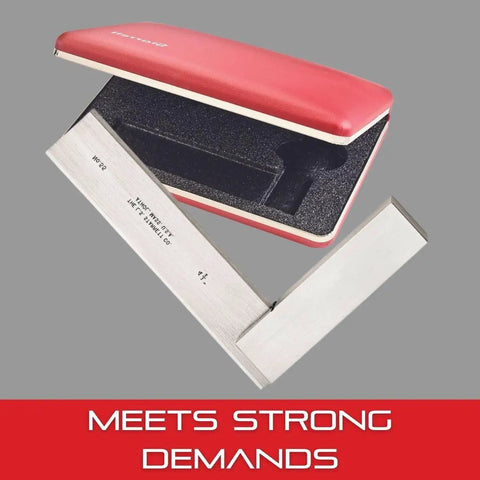 Workhorse Steel Master Precision Square With Hardened Ground Beams And Blades Hardened Steel Construction in red case