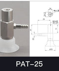 High Quality Pat Series One Layer Pneumatic Suction Cup Chuck For Industrial Rubber Manipulator Accessories White Pat-25 Model with fittings and dimensions