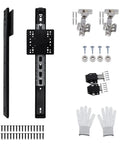 4 Pack Pocket Door Slide System Kit Black For Hidden Cabinets And Pantry Doors With 14 Inch Rails Includes Stainless Clip Hinges Bearings