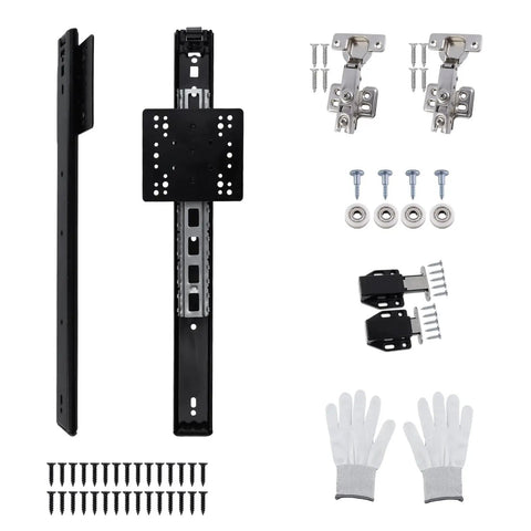 4 Pack Pocket Door Slide System Kit Black For Hidden Cabinets And Pantry Doors With 14 Inch Rails Includes Stainless Clip Hinges Bearings