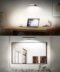 Hassle Free Wireless Picture Light With Remote Control And Adjustable Color Temperature Four Pack brightens wall art and desk.