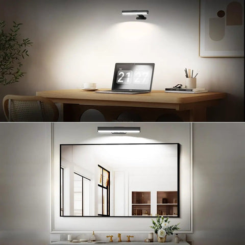 Hassle Free Wireless Picture Light With Remote Control And Adjustable Color Temperature Four Pack brightens wall art and desk.