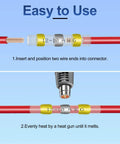 Solder Seal Wire Connectors Kit, 120-Piece Heat Shrink Butt Connectors for Electrical Wiring installation steps