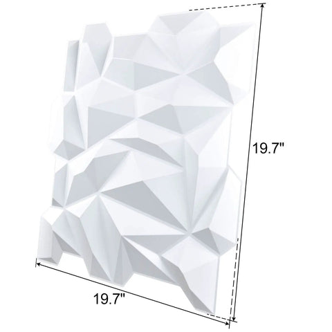 Matte White Marble Wall Panels 19.7 x 19.7 Inches Pack Of 12, PVC Waterproof Fire-Resistant, Pyramid Design, angled view