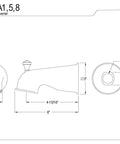 Diagram of 6-Inch Universal Diverter Tub Spout in Oil Rubbed Bronze showing dimensions and connection types.