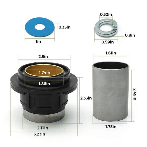 Heavy Duty Washer Tub Bearing Repair Kit For Whirlpool Maytag Top Load Clothes Washers Replaces 62040130 62008240, parts with dimensions.