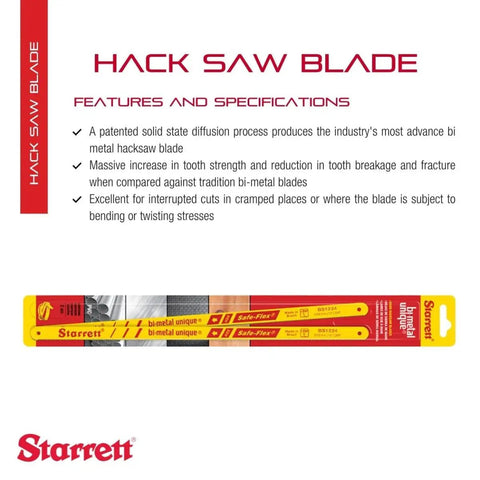 Bi Metal Safe Flex Hand Hacksaw Blade 12 Inch Long 1/2 Inch Wide 0.024 Inch Thick 24 TPI High Speed Steel Durable Contractor Grade Two Pack