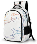 Gradient Line Cute Kitten Printed Unisex Backpack with large capacity, durable breathable polyester, smooth zipper, everyday use.