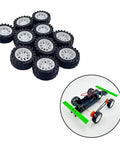 10 plastic wheels from 30Pcs Plastic Toy Car Wheels Set For RC Cars Trucks And DIY Robots With 2mm Shaft Axles White 31mm Diameter