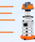 Heavy Duty Wet Dry Vacuum 10 Gallon With 8 Peak HP Monster Suction Power filter components and stainless steel design