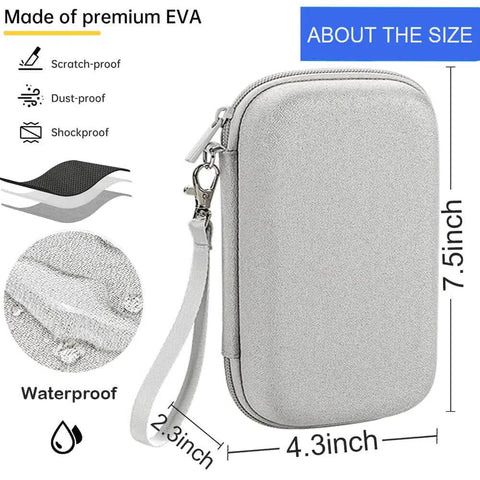 Built Like A Tank Hard Eva Travel Case Waterproof Shock Proof Carry Bag For Power Bankschargers Cables Mouse External Hard Drive And All Your Everyday Carry Stash, silver color, dimensions 7.5 x 4.3 x 2.3 inches.