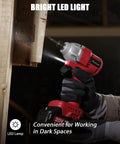 20V Brushless Impact Driver Kit With Two-Speed Variable Speed, cordless power tool with bright LED light in use on wood