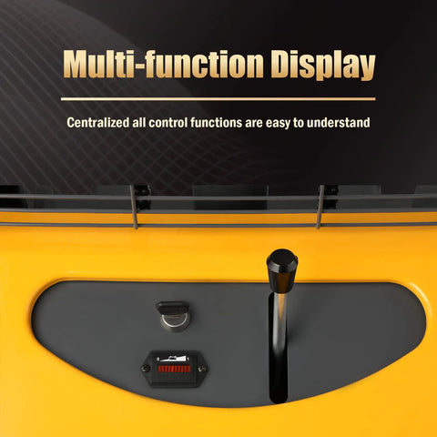 Aequanta Semi Electric Pallet Stacker With 3300 Lbs Capacity And 118 Inch Max Lift Height, featuring multi-function control display for ease of use.