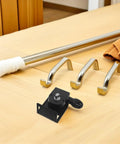 Cabilock Universal Bungee Kit Replacement Parts For Porch And Garage Roller Blinds Featuring Durable Plastic Metal Brackets Plus Safety Cord Locks And Knot Tie Holders For Outdoor Living Room Shade Control, black metal bracket and cord lock kit