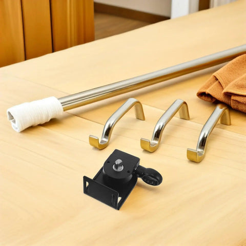 Cabilock Universal Bungee Kit Replacement Parts For Porch And Garage Roller Blinds Featuring Durable Plastic Metal Brackets Plus Safety Cord Locks And Knot Tie Holders For Outdoor Living Room Shade Control, black metal bracket and cord lock kit