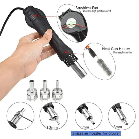 Pro Grade Hot Air Rework Station With 110V Solder Heat Gun, Fahrenheit And Celsius Display, Adjustable Temperature And Airflow