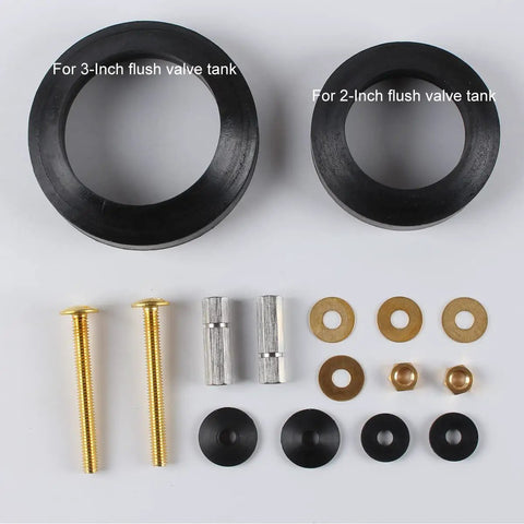 Easy Install Toilet Tank To Bowl Bolt And Gasket Kit With Extra Long Nuts For 2 In And 3 In Flush Valve Openings, stainless steel bolts and gaskets