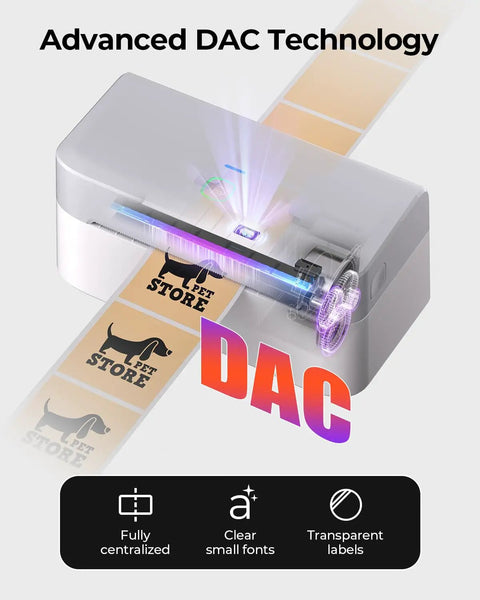 Side view of Wireless Bluetooth Thermal Label Printer For 4x6 Shipping Labels And Print Width 1.57 To 4.25 Inches Ideal For Small Businesses