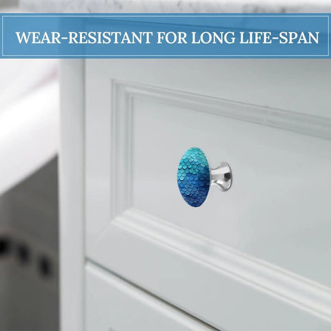 Ocean Sea Blue Round Cabinet Knobs With Screws For Dresser Kitchen Bathroom Stainless Steel Hardware Built To Last Anti Rust Finish Durable Metal Drawer Knobs Easy Install Smooth Texture Ideal For Cabinets And Drawers. 1.1 in knob on white drawer