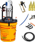 Portable 5 Gallon High Pressure Pneumatic Grease Pump Kit with Follower Plate and accessories for auto shops and industrial use