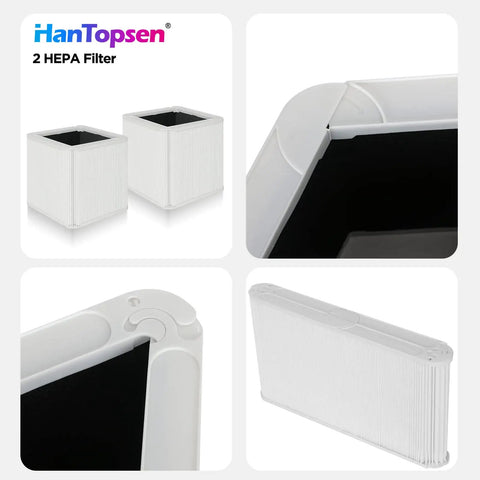 2 Pack 211+ Replacement Filter For Blue Pure 211+ Air Cleaners shown in detailed close-up views