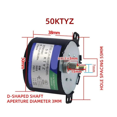 Permanent Magnet Synchronous Motor With Speed Reducer, 110V AC High Torque Drive, dimensions labeled, front view