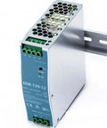 Ultra Slim 12V 10A DIN Rail Power Supply Beefy 120W Continuous Output Universal 90-264VAC Input High Efficiency Up To 88.5% Cabinet-Cooling Friendly Industrial Grade Protection Short-Circuit Overload Over-Voltage Over-Temp Constant Current, metal DIN rail PSU, front view