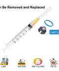 Heavy Duty 30 Pack 3 Milliliter Luer Lock Syringes With Stainless Steel Tips Individually Sealed For Lab Research And Craft Mixing displaying a close-up of a luer lock syringe