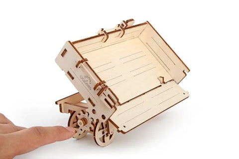 Tractor Trailer Mechanical 3D Puzzle Kit Build Your Own Dope Self Propelled Model For Puzzle Junkies And Craft Fans With Real Moving Gears And Timed Action Today wooden tractor trailer puzzle with visible gears, hand-pressed wheel