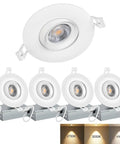 4 Pack 4 Inch Gimbal LED Recessed Light With 3 CCTs 2700K 3000K 4000K 12W 100W Eqv IC Rated 1000 Lumen Kickin Bright CRI 90 Plus