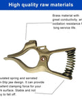 300 Amp T Style Brass Welding Ground Clamp, 7 Inch Long, Durable Brass Construction with Golden Finish, Side View