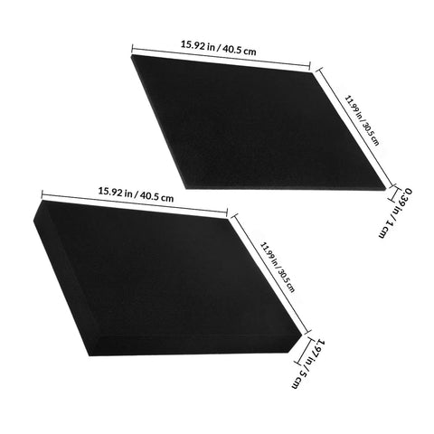 Two black 4 Pack Pick And Pluck Foam Inserts For Shipping And Storage Dope Soft Cushioning Padding shown with dimensions labeled.