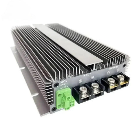 Heavy Duty 12V To 14.6V 80A DC DC Voltage Booster For LiFePO4 Lithium Battery Charger, showing sleek design and input-output connections.
