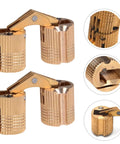 Copper hidden bracket hinges, 2 pcs, for jewelry boxes and furniture; recessed cabinet hardware.