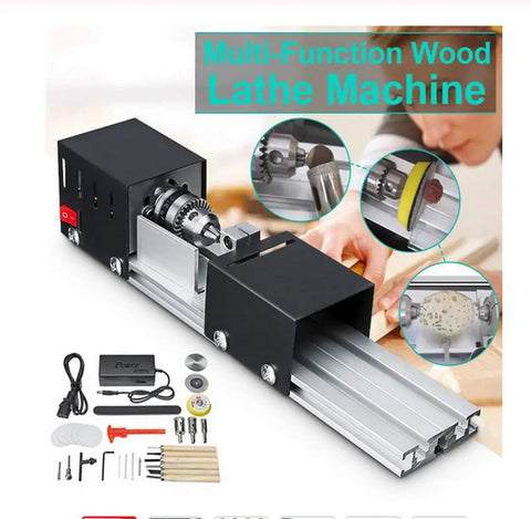 Mini Lathe Beads Polisher Machine for DIY Woodworking, Portable Benchtop Lathe With High Torque Motor, Up To 8000 RPM