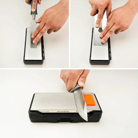 Double Sided Diamond Knife Sharpener Stone With Coarse 325 Grit And Extra Fine 1200 Grit, storage case, sharpening knives