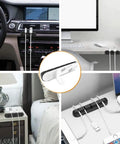 Self Adhesive Cable Clip Organizer Set For Desk, Car, Nightstand And Office Silicone Cord Holders With 7 5 3 1 1 Slots, Grab-And-Go Wire Clips For Phone Chargers, Black installed in car, desk, nightstand.