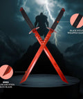 Twin Ninja Sword Set With Black Nylon Wrapped Handles, 28 Inch Overall Length, 18.25 Inch Stainless Steel Blades, Includes Shoulder Strap