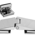 Heavy Duty Beveled Double Sided Shower Door Hinge Fits 8 To 12 Mm Tempered Glass Crafted From Corrosion Free 304 Stainless Steel close-up view