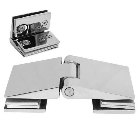 Heavy Duty Beveled Double Sided Shower Door Hinge Fits 8 To 12 Mm Tempered Glass Crafted From Corrosion Free 304 Stainless Steel close-up view